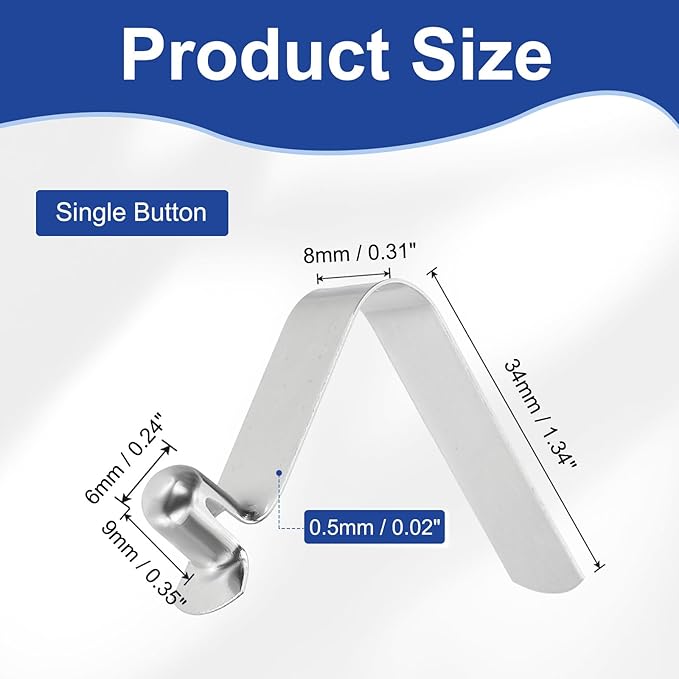 HARFINGTON Single Button Kayak Paddle Snap Spring Clip Spring Steel V-Shaped Hollow Lift Telescopic Locking Tube Pole Clips for Tent Camping