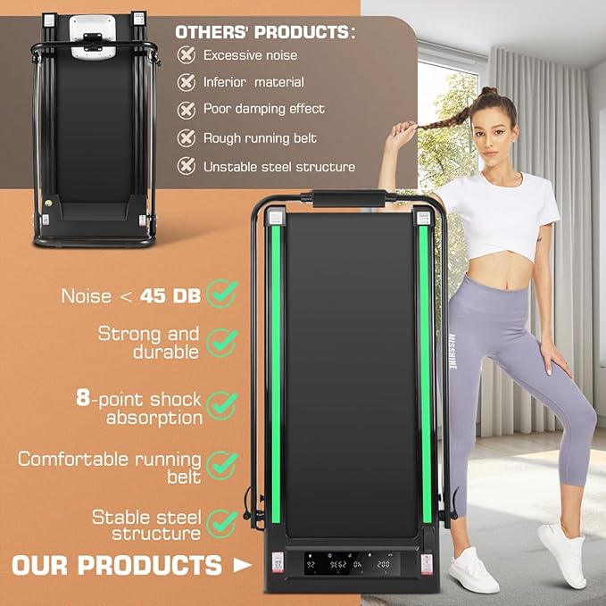 ANCHEER 4 in 1 Under Desk Treadmill with Incline - 2s Folding/Max 300 lb Capacity Walking Pad - Compact Electric Treadmill for Home, Gym, or Office with LED Touch Screen and Remote Control