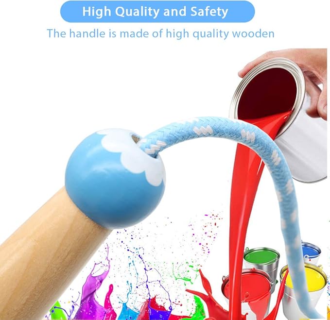 Jump Rope Kids, 7ft Adjustable Cotton Skipping Rope with Wooden Handle for Boys and Girls Fitness Outdoor Exercise