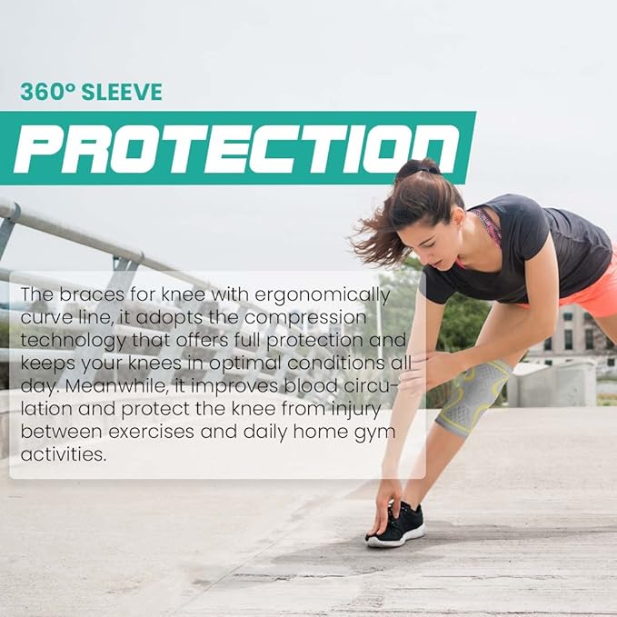 Modvel Compression Knee Brace for Women & Men, 2-Pack Knee Brace for Running Knee Pain, Knee Support Compression Sleeve, Workout Sports Knee Braces for Meniscus Tear, ACL & Arthritis Pain Relief