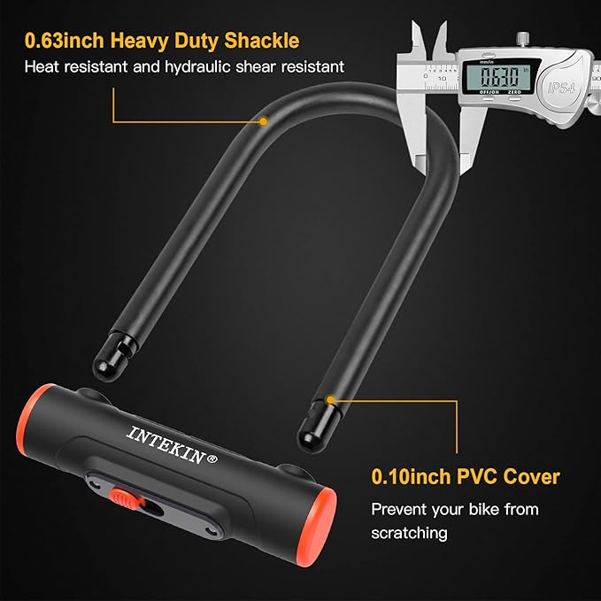 Heavy Duty U Lock - 16mm Bicycle Lock with 3 Keys for Road & Mountain Bikes