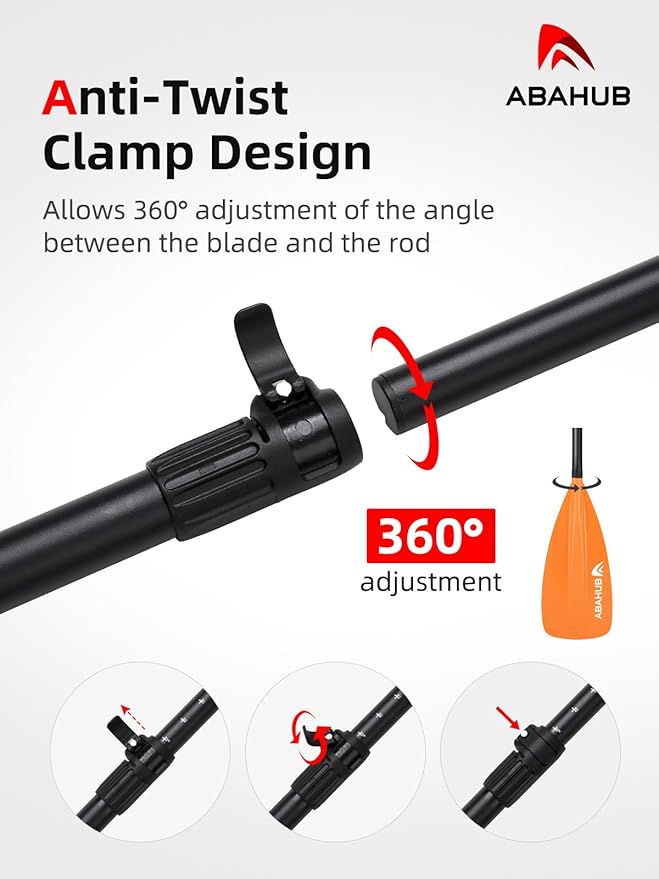 Abahub SUP Paddle - 3 Piece Adjustable Paddles - Lightweight Stand-up Paddle Oars for Paddleboard, Adjustable Aluminum Alloy Shaft 68" - 84", Black/Blue/Green/Orange/Red/Yellow Plastic Nylon Blade