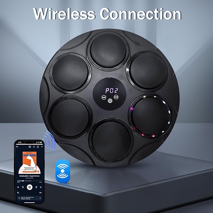 Music Boxing Machine with Gloves, Bluetooth Connection, Wall Punching Pad Boxing Trainer Musical Exercise Equipment for Gym, Office, Home for Workout.