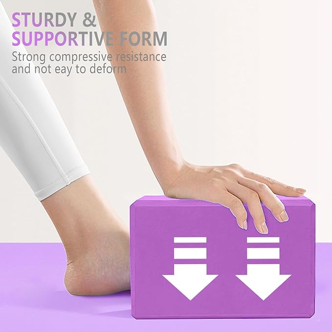 2 Pack 9‘’x6‘’x4‘’ Yoga Blocks with Stretch, Durable Yoga Foam Blocks, High Density & Non Slip Surface for Yoga, Pilates, Stretching, Dance, Ballet, Gymnastics,Fitness for Stability & Balance