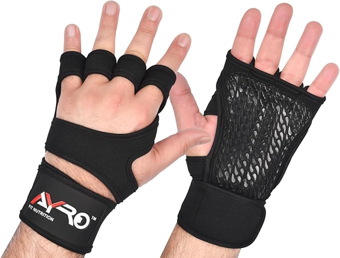 AYRO Workout Gloves for Men & Women – Ventilated Weight Lifting Gloves with Wrist Support - Gym Gloves for Men, Breathable Palm Padding, Non-Slip Grip – Ideal for Gym, Fitness, Cross Training