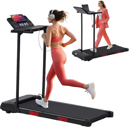 Portable Walking Pad Treadmill with Handle Bar, Foldable Folding Walking Pads Treadmills for Home with Handles