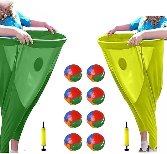 Granny Pants Yard Game, Oversized Giant Stretchy Pants Outdoor Game with Inflatable Ball & Bicycle Pump, for Birthdays, BBQs, Beach and Backyard Games