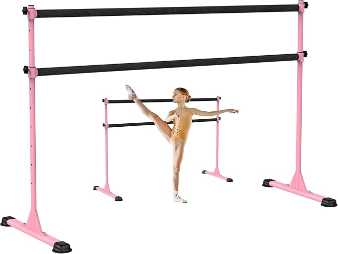 Dolibest Freestanding Ballet Bar, Height Adjustable Ballet Bar, Heavy Duty Dance Bar, with Non-Slip Rubber Pads, Enhanced Stability, Dance/Yoga/Fitness Stretching Bar, Ideal for Kids and Adults