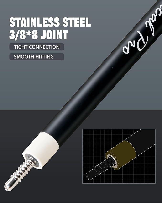 CRICAL Carbon Fiber Pool Cue Stick 58" Billiard Cue Sticks Professional Low Deflection Pool Sticks with 3/8 * 8 Pin Joint and 12.5mm Tip