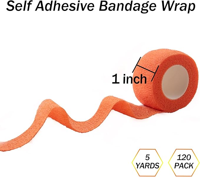 BQTQ 120 Rolls Self Adhesive Bandage Wrap 1 Inch Self Adherent Wrap Colored Wrap Tape Sticky Bandage Athletic Wrap Self Adhesive Wrap for Sports Vet Wrist Ankle Sprains(Rich Color)