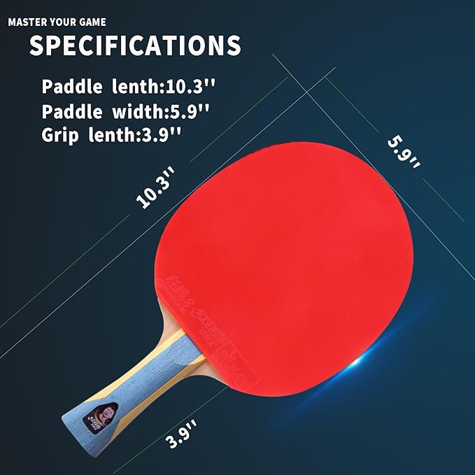 DHS Ping Pong Paddles Professional Table Tennis Racket with Hurricane Rubber Carrying Case - ITTF Approved Rubber for Tournament Play