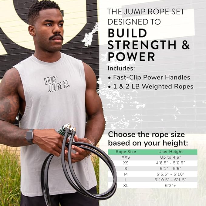 Crossrope Get Strong Set - Weighted Jump Ropes for Strength Training - Improve Power and Endurance in a Fun Jump Rope Workout - 1LB and 2LB Ropes with Power Handles