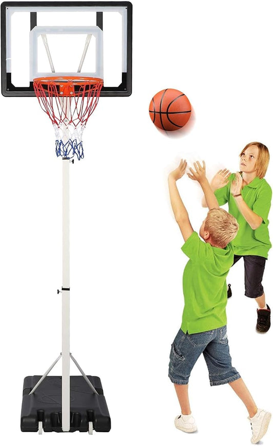 COLOR TREE Portable Basketball Hoop for Kids and Family - Indoor and Outdoor Basketball Goal System Height Adjustable 5ft to 6.8ft / 6.8ft to 8.5ft, 32in Backboard Basketball Stand with Wheels