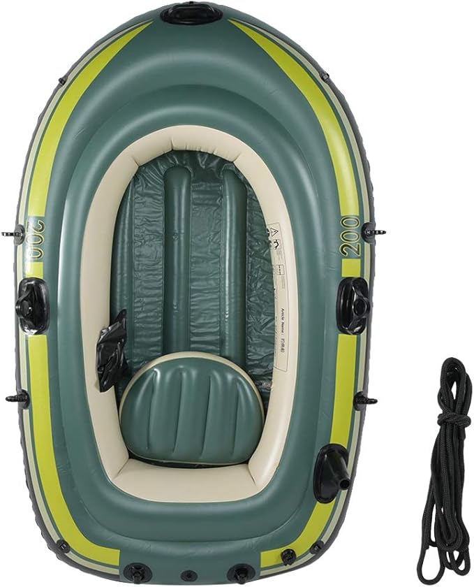 Gazaar 2 Person Inflatable Boat Inflatable Boats for Adults Heavy Duty Green PVC Inflatable Two Person Rowing Boat Fishing Drifting Diving Tool, Inflatable Kayak Canoe, Rowing Air Boat