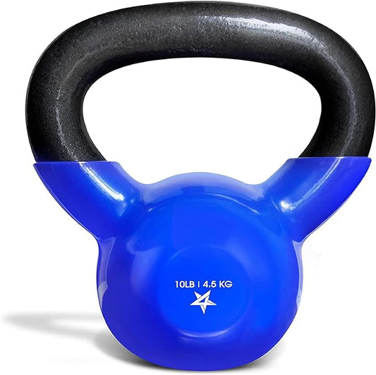 Yes4All Kettlebell, 5-100 LB Vinyl Coated Cast Iron Strength Training Kettlebells for Home Gym Exercises, Fitness, Full Body Workout Equipment, Push Ups, and Grip Strength