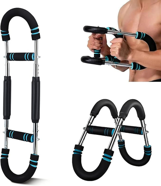 Adjustable Power Twister Bar 40-100lb, Home Gym Chest and Arm Workout Trainer with Ergonomic Foam Grip, Portable Muscle Strength Enhancer