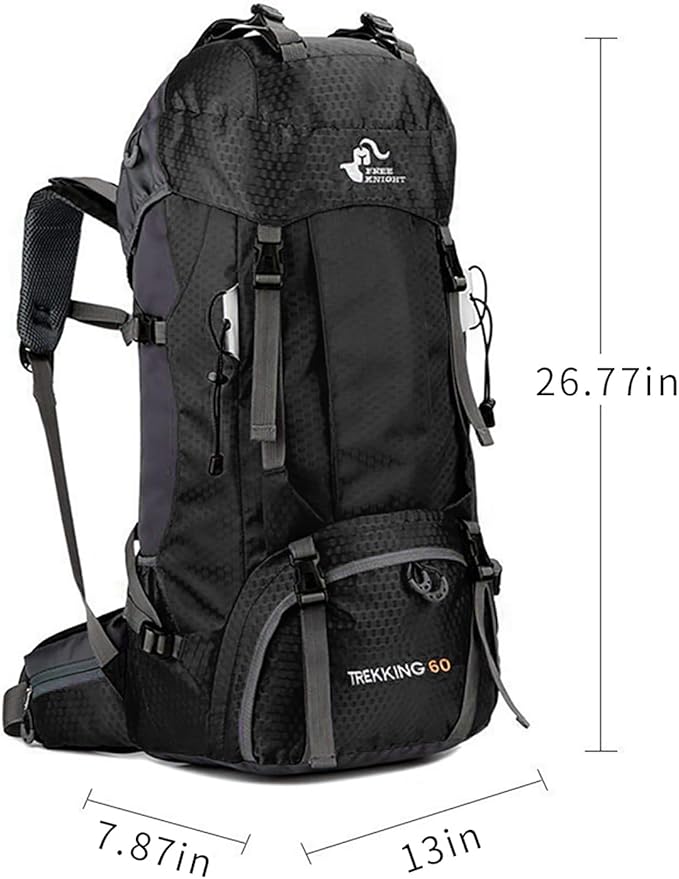 Bseash 60L Waterproof Hiking Camping Backpack with Rain Cover, Large Outdoor Sport Travel Daypack Rucksack for Climbing
