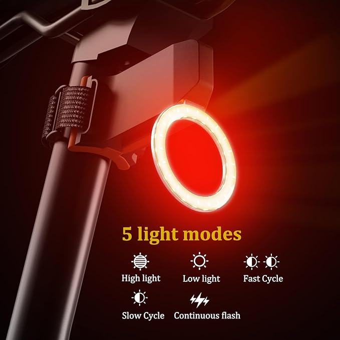 Ultra-Bright Rechargeable Bike Light, IPX5 8 Modes Including Fog Lights, Type-C Fast Charging, Rear Light with 5 Modes – Ideal for Night Riding, Mountain Biking, Commuting, Road Cycling