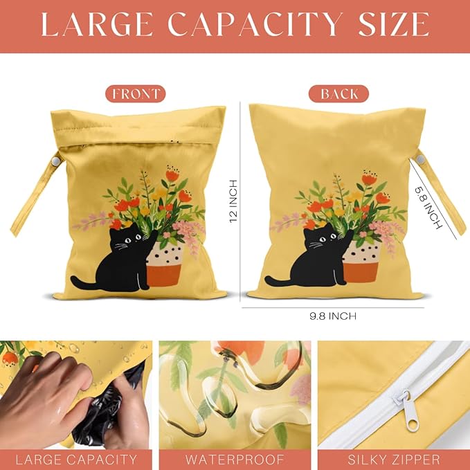 4 Pack Cute Wet Bag Waterproof Washable Reusable Wet Dry Bag for Swimsuit Clothes Cloth Diaper Travel Beach Pool Yoga Gym Party Camping Toiletries Travel Beach Essentials,Bow Checkered Duck Gifts