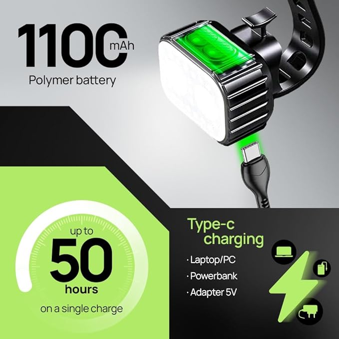Bike Lights Kit Front and Back, USB C Rechargeable with Auto Brake Sensing, Waterproof Bicycle Headlight & Tail Light Set for Night Riding, Long Battery Life for Cycling Safety