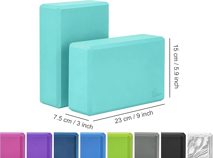 EXERZ Yoga Blocks 2 pack, Gym Blocks, Exercise Workout Fitness Bricks, Pilates Stretch Handstand Non-Slip