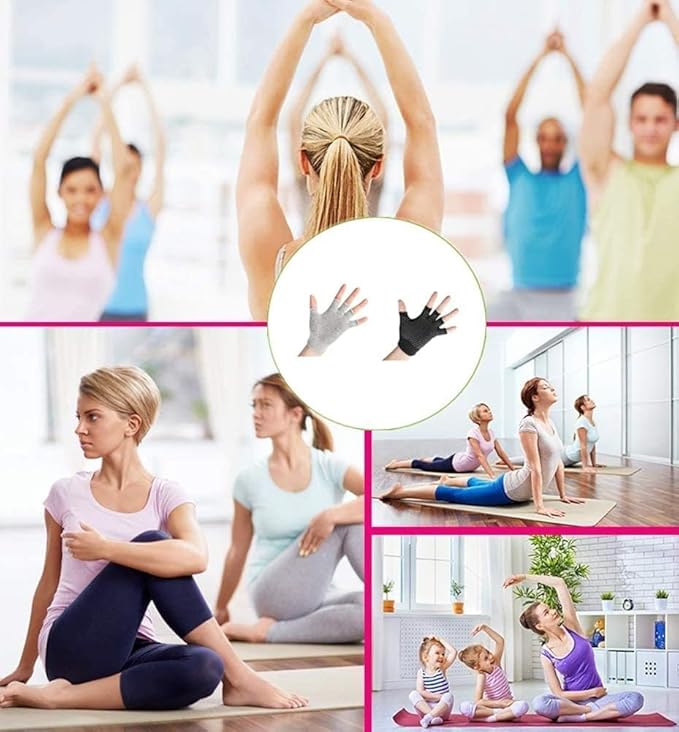 YL TRD V 2 Packs of Non Slip Fingerless Yoga Gloves Exercise Gloves Workout Gloves