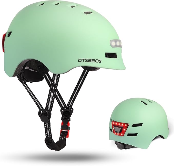 Bike Helmets for Adults - Front and Rear LED Lights Adjustable Bicycle Helmet for Adults Men Women Scooter Helmet for Commuting, Road Biking, Skating, Scooter