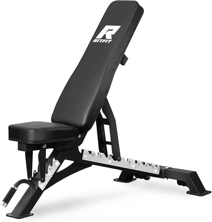 RITFIT Adjustable Weight Bench with Multiple Back Positions for Full Body Workouts, Incline, Decline, and Flat Settings for Home Gym Strength Training, 1300LB Capacity