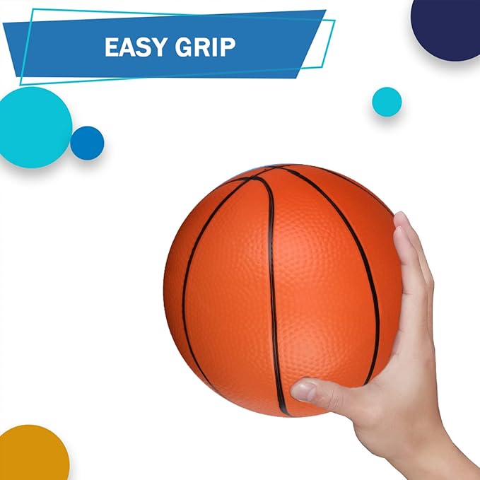 6 INCH PVC Mini Basketball Toys for Indoor Over Door Hoops, Soft 6" Small Balls Rubber for Pool, Beach, Yard, Lawn, Outdoor, Classroom, Little Playgound Ball for Kids Boys Girls (4PCS with Air Pump)