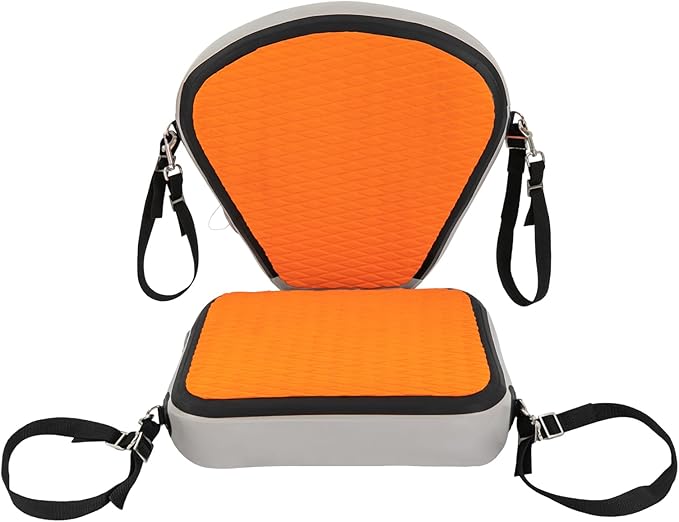Universal Kayak Seat with Back Support - EVA Padded Thicken Seat Cushion for Kayaking, Canoeing, Rafting, Fishing & Paddle Boards - Adjustable Straps for Comfort and Durability (Orange)