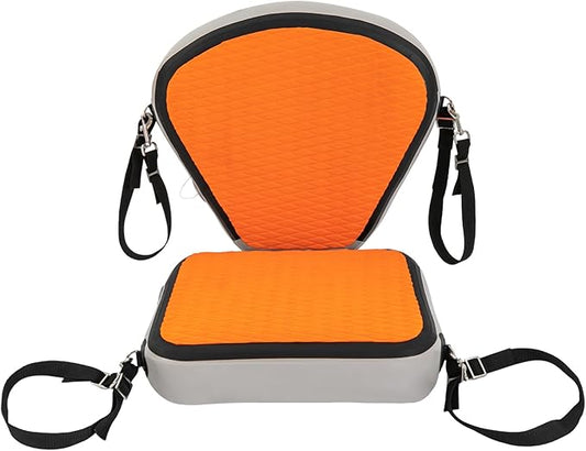 Universal Kayak Seat with Back Support - EVA Padded Thicken Seat Cushion for Kayaking, Canoeing, Rafting, Fishing & Paddle Boards - Adjustable Straps for Comfort and Durability (Orange)