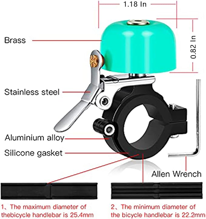 Greallthy Bike Bell Classic Brass Bicycle Bell,Bike Bells for Adults Kids,Loud Sound Bells Fit for 0.87-1.25in/22.2-31.8mm Bicycle Handlebars,Road Mountain Bike Accessories.