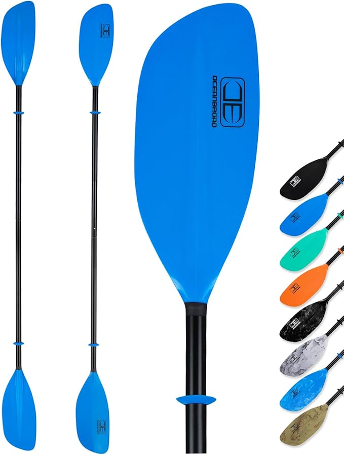 OCEANBROAD Kayak Paddle 86in/218cm, 90.5in/230cm Alloy Shaft 2-Piece Floatable Kayak Oar for Kayaking Canoeing Boating
