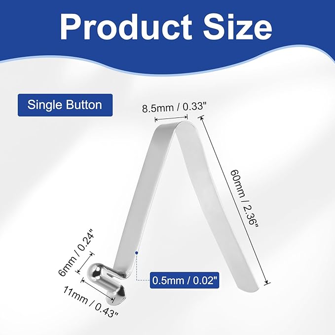 HARFINGTON Single Button Kayak Paddle Snap Spring Clip Spring Steel V-Shaped Hollow Lift Telescopic Locking Tube Pole Clips for Tent Umbrella Camping