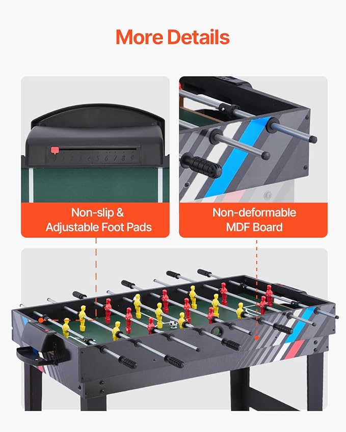 VEVOR 3-in-1/4-in-1 Combo Game Table Set, 48"/54" Air Hockey, Ping Pong & Foosball Combo, with Pucks & Pushers, Multi Combination Table for Family Game Room or Office