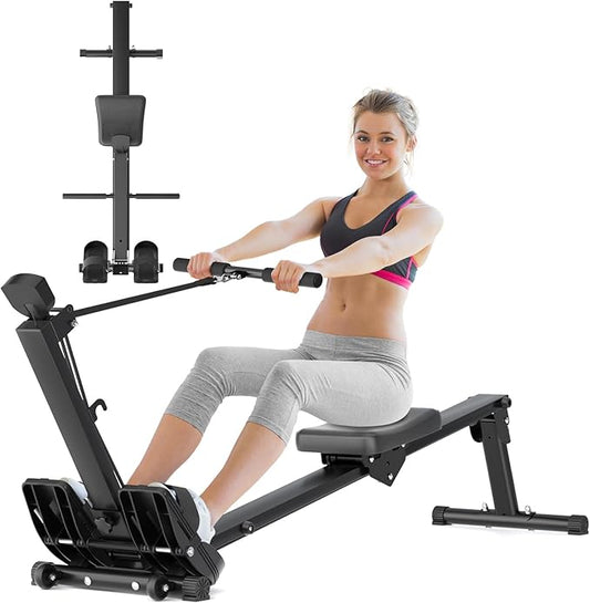 Rowing Machine for Home Use, LUBBYGIM Rowing Machine Foldable Rower with LCD Monitor - Hyper-Quiet & Smooth - 2024 Upgraded Version with 300LBS Loading Capacity