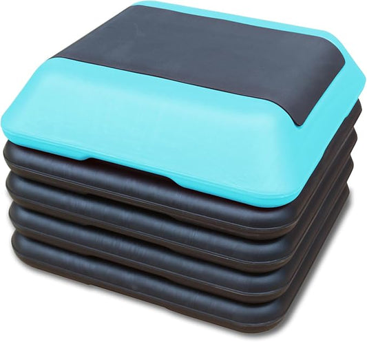 Adjustable Aerobic Step Platform with 4 Risers, Stepper Trainer for Fitness Exercise (Blackish Green)