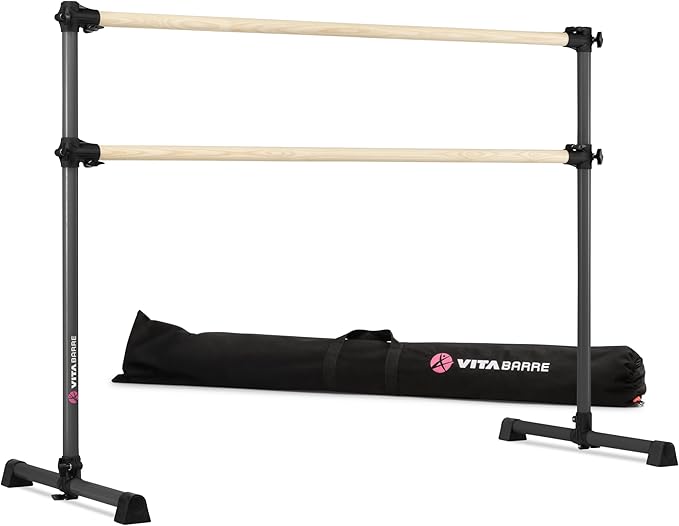VITA Barre Portable Freestanding Double Ballet Barre, Prodigy, with Carry Bag | Adjustable Height, USA Made, Home or Gym Exercise Equipment for Kids & Adults | Dance, Fitness, Pilates