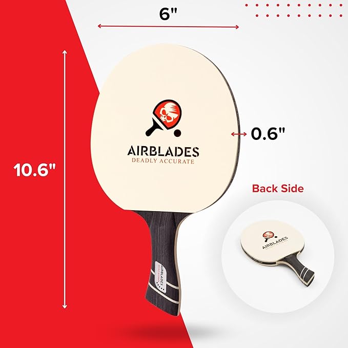 Professional Ping Pong Paddle with Hard Carry Case | Pro Table Tennis Racket | Table Tennis Paddle with Ergonomic Handle | 5 Blades of Wood with Premium Rubber and Sponge by AirBlades