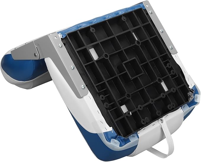 Elite Folding Boat Seat Low Back Boat Seating Fold-Down Fishing Boat Seat, 2 Pack, White/Blue