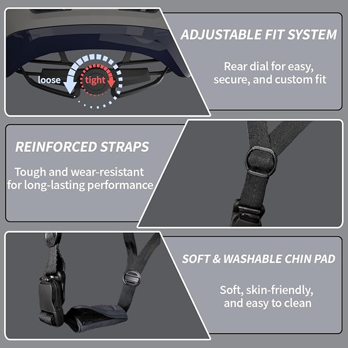 Bike Helmet for Adult Men & Women, Lightweight Bicycle Helmet, Adjustable Strap with Magnetic Buckle, Cycling Helmet for Mountain & Road Bike