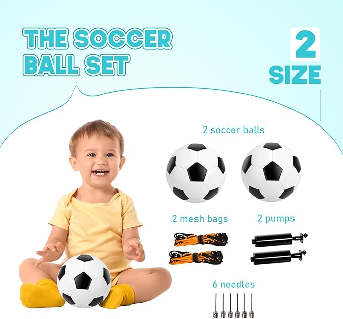 U&C Planet Soccer Ball Size 2/3/4/5 for Toddler and Kids, 1 Pack 2 Pack Classic Cartoon Ball with Pump for Girls and Boys Age 1 and up, Indoor Outdoor Soccer Game Gift