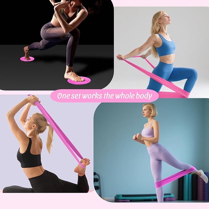 Pilates Ring Set Essentials Kit for Women with Magic Circle Ring and Ball,Core Sliders,Adjustable Ankle Wrist Weight,Exercise Resistant Bands,Accessories Equipment for Home Workout