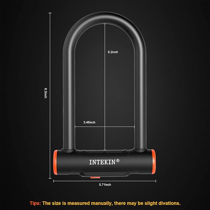 Heavy Duty U Lock - 16mm Bicycle Lock with 3 Keys for Road & Mountain Bikes