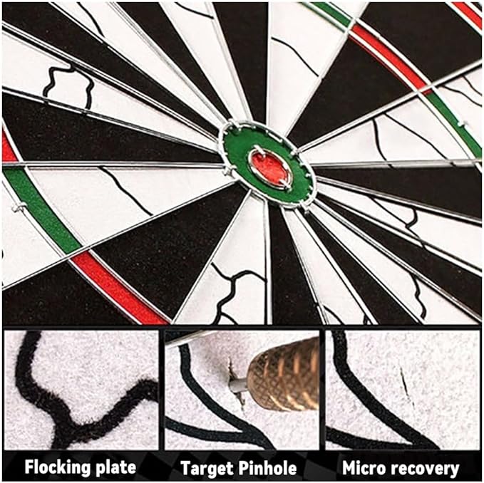 Flocking Dart Board Set,Double-Sided Dart Board with 12pcs Steel Tip Darts-Lightweight Bristle Dartboard-Multiplayer Party Games