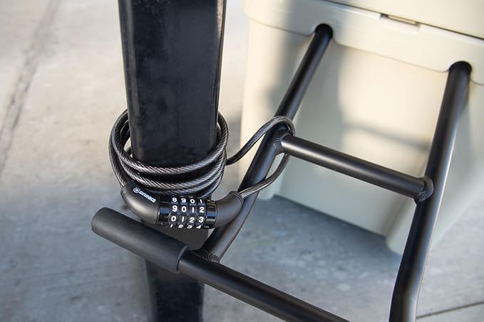 BRINKS 6 ft Outdoor Bike Lock Cable, Anti Theft Self-Coiling Design, Resettable 4-Dial Combination, 5/16" Weather-Resistant Vinyl Coating for Bikes