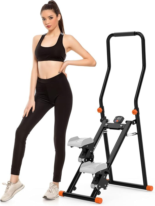 Stair Stepper for Home Gym - Foldable Vertical Climber Machine for Full-Body Workout, Cardio Exercise Machine with LCD Monitor, Adjustable Handlebar&Non-Slip Pedals -for Women&Men