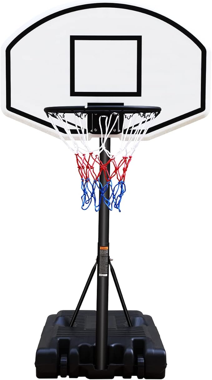 Pool Basketball Hoop, Adjustable Poolside Basketball Hoop with Wheels, Outdoor Height Adjustable Swimming Pool Basketball Goal Set, Perfect for Swimming Pool & Home Play