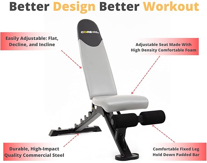 Core Home Fitness Adjustable Utility Bench - 5.1