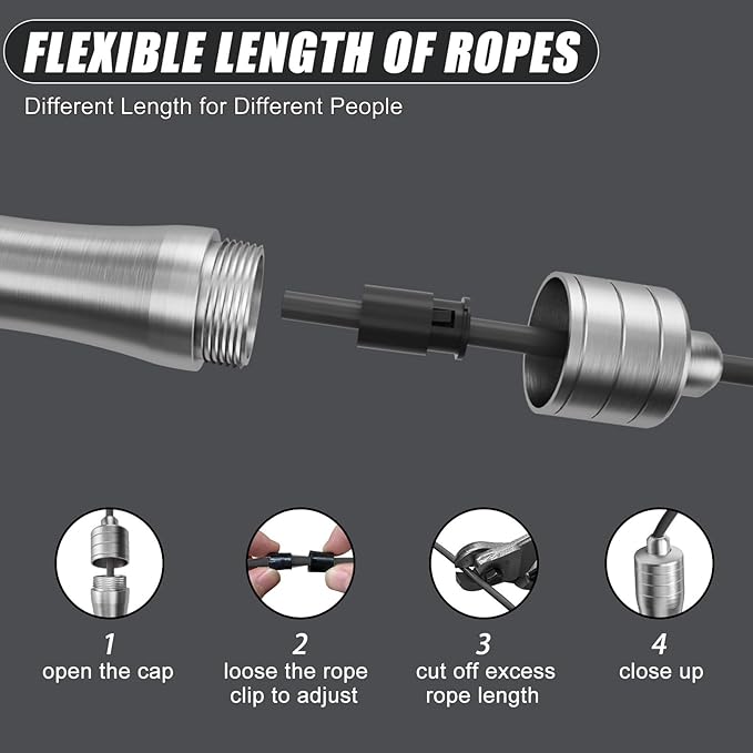 𝐒𝐩𝐞𝐞𝐝 𝐉𝐮𝐦𝐩 𝐑𝐨𝐩𝐞 𝐟𝐨𝐫 𝐅𝐢𝐭𝐧𝐞𝐬𝐬 - Skipping Rope for Women Men Exercise with Adjustable Length Jumping Rope and Alloy & Silicone Handles Suitable for Workout Boxing Home Gym
